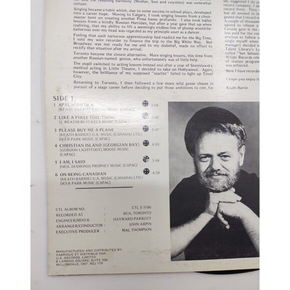 Keath Barrie – Sings of Love & Places (1974) Vinyl LP UA Folk UALA-350G - Picture 4 of 10